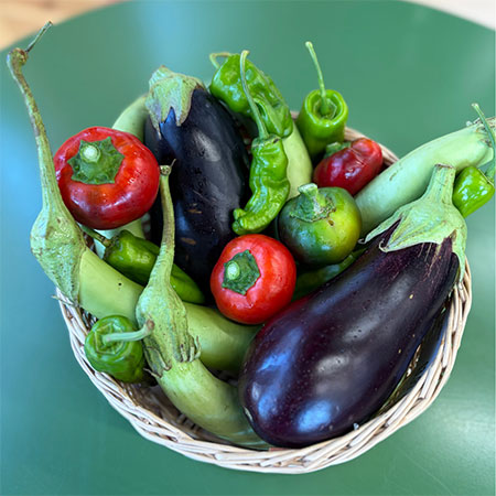 Italian Eggplant, Calabrian Peppers, Peaches
